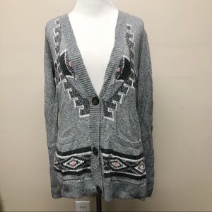 Hollister Gray Aztec Cozy Button Cardigan Sz Small